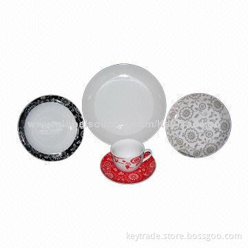 Fine Porcelain 20-piece Dinner Set in Rim-shape with Decal, Customized Designs Welcomed